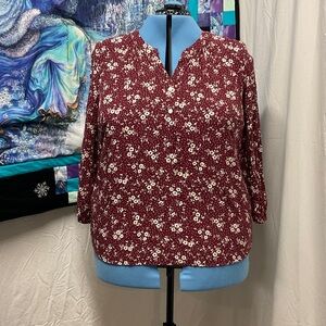Old Navy Burgundy Floral Blouse